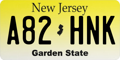 NJ license plate A82HNK