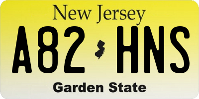 NJ license plate A82HNS