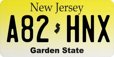 NJ license plate A82HNX