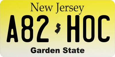 NJ license plate A82HOC