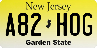 NJ license plate A82HOG
