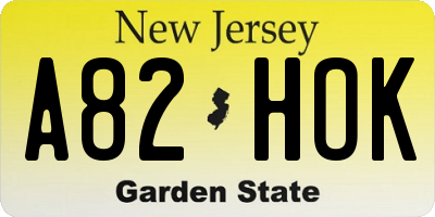NJ license plate A82HOK