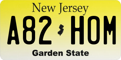 NJ license plate A82HOM