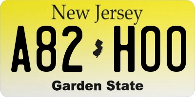 NJ license plate A82HOO