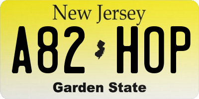 NJ license plate A82HOP