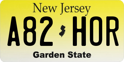 NJ license plate A82HOR