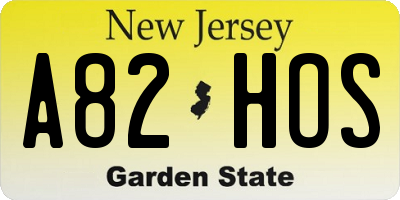 NJ license plate A82HOS