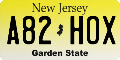 NJ license plate A82HOX