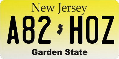 NJ license plate A82HOZ