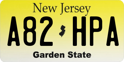 NJ license plate A82HPA