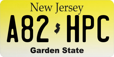 NJ license plate A82HPC