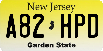 NJ license plate A82HPD