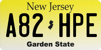 NJ license plate A82HPE