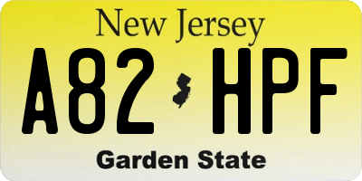 NJ license plate A82HPF
