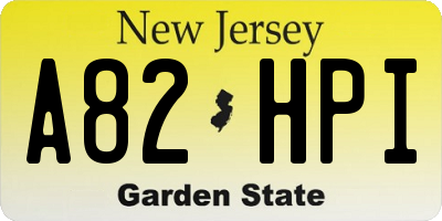NJ license plate A82HPI