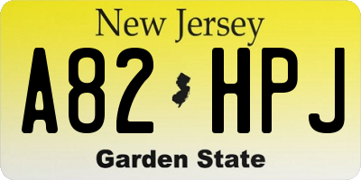 NJ license plate A82HPJ