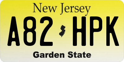 NJ license plate A82HPK