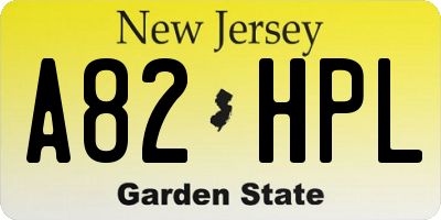 NJ license plate A82HPL