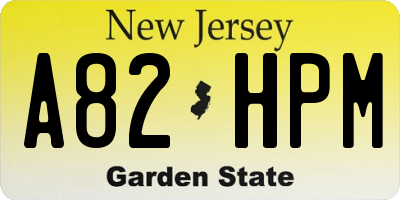 NJ license plate A82HPM