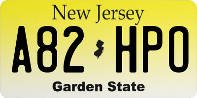 NJ license plate A82HPO