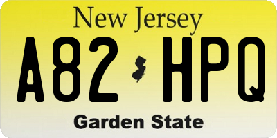 NJ license plate A82HPQ