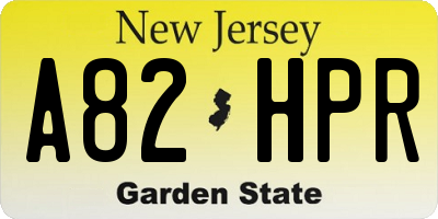 NJ license plate A82HPR