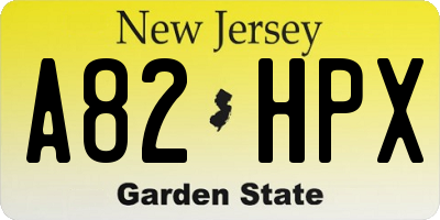 NJ license plate A82HPX