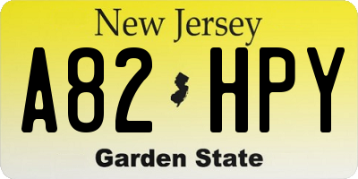 NJ license plate A82HPY