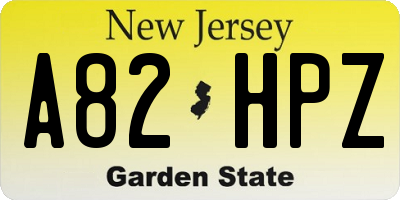 NJ license plate A82HPZ