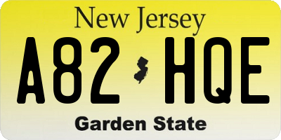 NJ license plate A82HQE