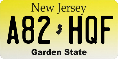 NJ license plate A82HQF