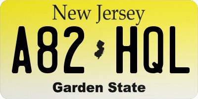NJ license plate A82HQL