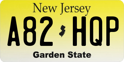 NJ license plate A82HQP