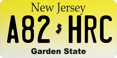 NJ license plate A82HRC