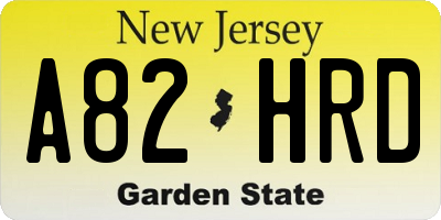 NJ license plate A82HRD