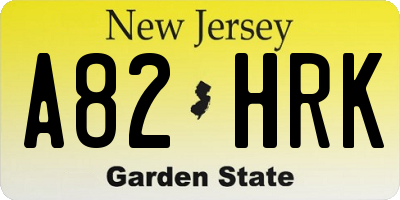 NJ license plate A82HRK