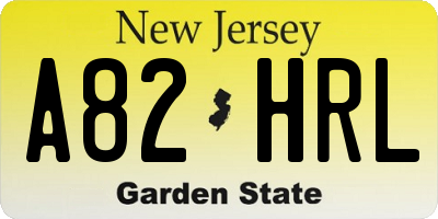 NJ license plate A82HRL