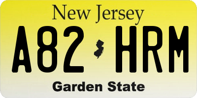 NJ license plate A82HRM