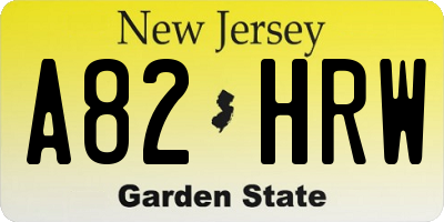 NJ license plate A82HRW