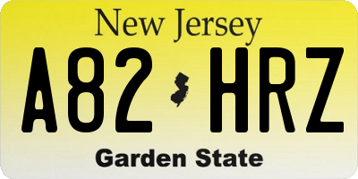 NJ license plate A82HRZ