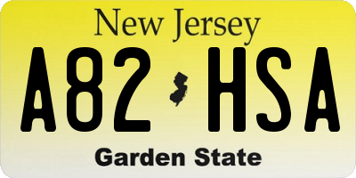 NJ license plate A82HSA