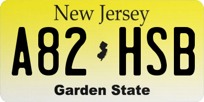 NJ license plate A82HSB
