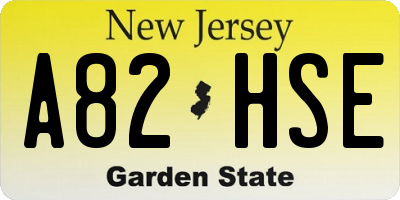 NJ license plate A82HSE