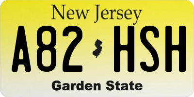 NJ license plate A82HSH