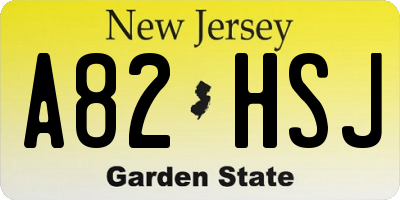 NJ license plate A82HSJ