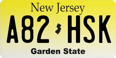 NJ license plate A82HSK