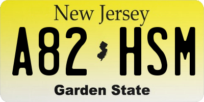 NJ license plate A82HSM