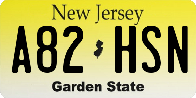NJ license plate A82HSN