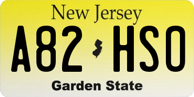NJ license plate A82HSO