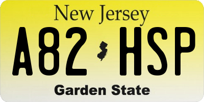 NJ license plate A82HSP